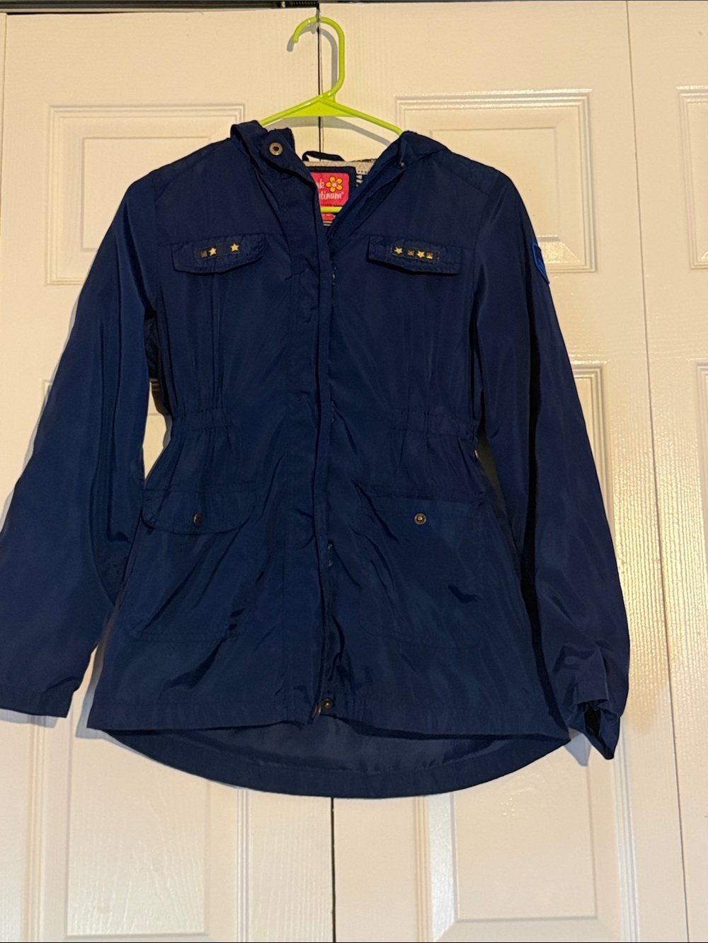 Pink Platinum Navy Blue Hooded Girls' Jacket